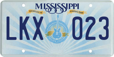 MS license plate LKX023
