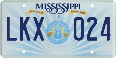 MS license plate LKX024