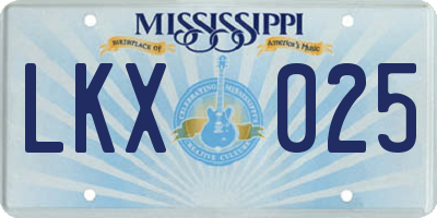 MS license plate LKX025