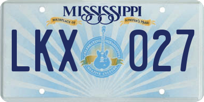 MS license plate LKX027