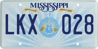 MS license plate LKX028