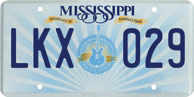 MS license plate LKX029