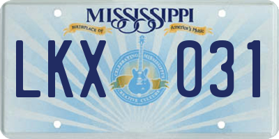 MS license plate LKX031