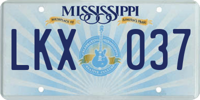 MS license plate LKX037