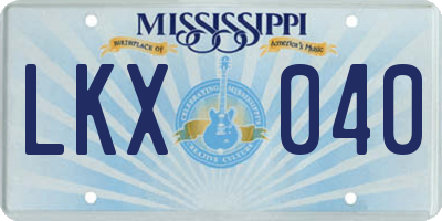 MS license plate LKX040
