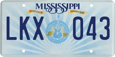 MS license plate LKX043
