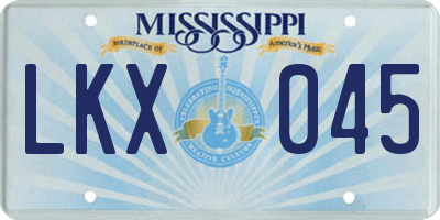 MS license plate LKX045