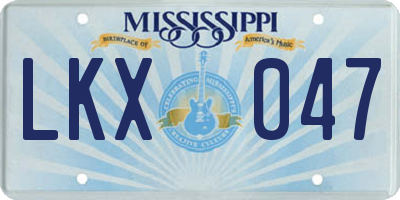 MS license plate LKX047