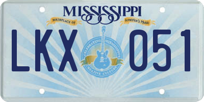 MS license plate LKX051