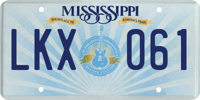 MS license plate LKX061