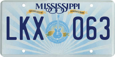 MS license plate LKX063