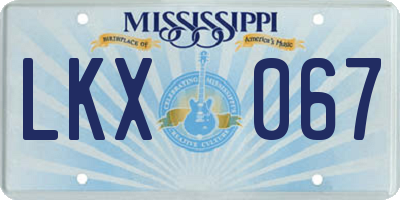 MS license plate LKX067