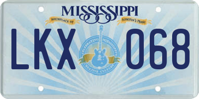 MS license plate LKX068