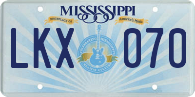 MS license plate LKX070