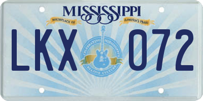 MS license plate LKX072