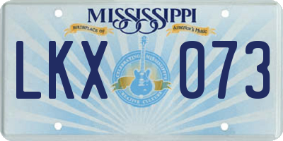 MS license plate LKX073
