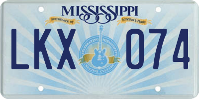 MS license plate LKX074