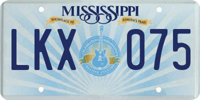 MS license plate LKX075