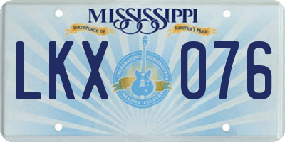 MS license plate LKX076