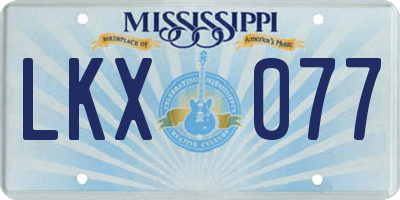 MS license plate LKX077