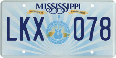 MS license plate LKX078