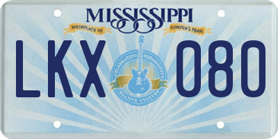MS license plate LKX080