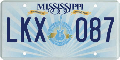 MS license plate LKX087