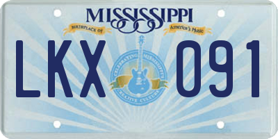 MS license plate LKX091