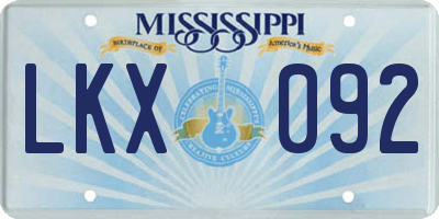 MS license plate LKX092