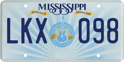 MS license plate LKX098