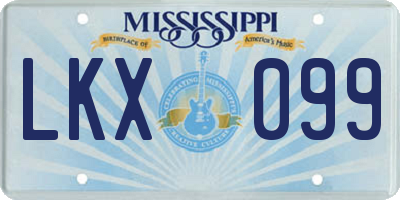 MS license plate LKX099
