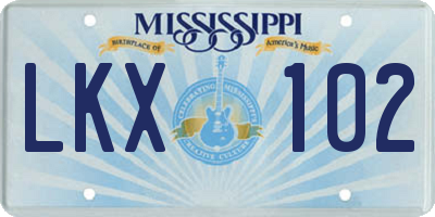 MS license plate LKX102