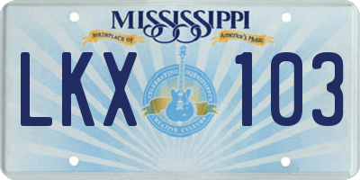 MS license plate LKX103