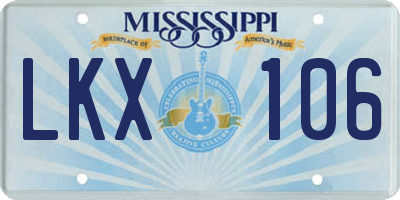MS license plate LKX106