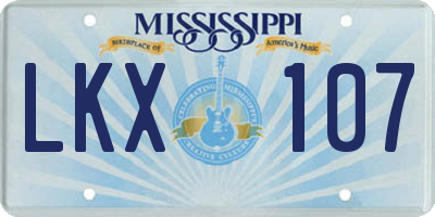 MS license plate LKX107