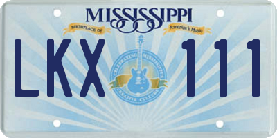 MS license plate LKX111