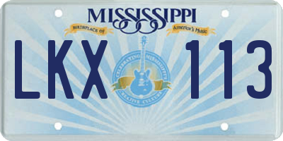 MS license plate LKX113
