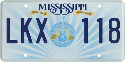 MS license plate LKX118
