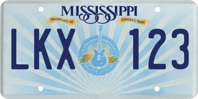 MS license plate LKX123
