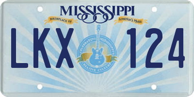 MS license plate LKX124
