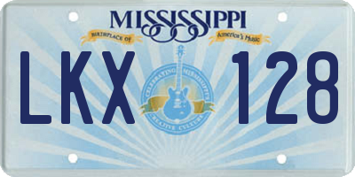 MS license plate LKX128