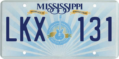 MS license plate LKX131