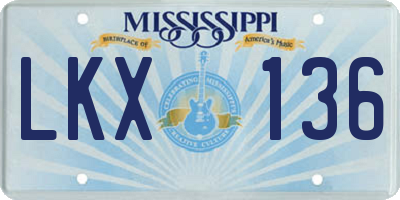 MS license plate LKX136