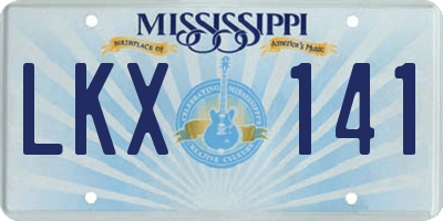 MS license plate LKX141