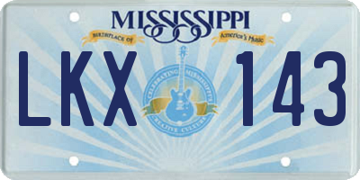 MS license plate LKX143