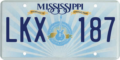 MS license plate LKX187