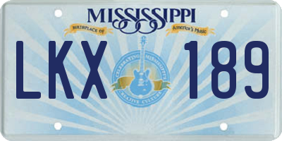 MS license plate LKX189