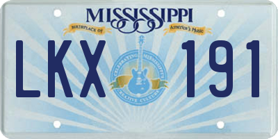 MS license plate LKX191
