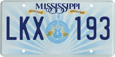 MS license plate LKX193
