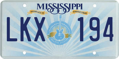 MS license plate LKX194